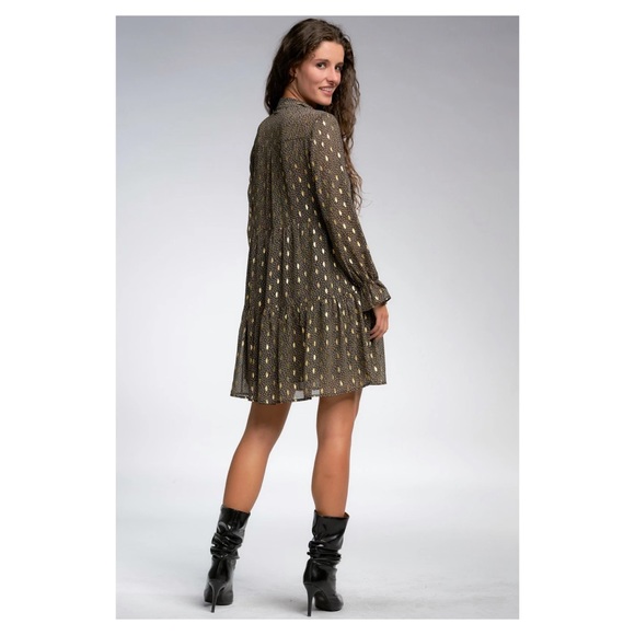 Elan Metallic Ruffle Fleck Dress - Picture 3 of 4